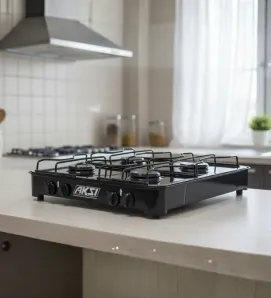 Estufa de Mesa AKSI 4 Quemadores Negra - Modelo Familiar | 116004
