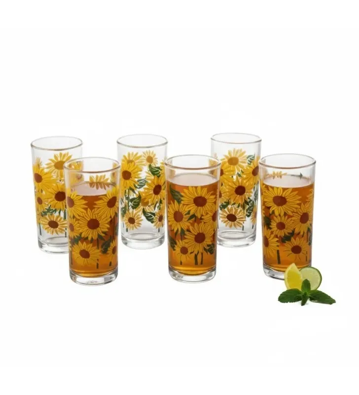 Juego de Vasos CRISA Girasoles 6 Piezas 295 ml | 8360