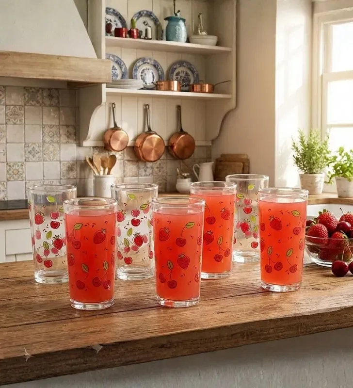 Juego de Vasos CRISA Cerezas y Fresas 6 Piezas 295 ml | 8360