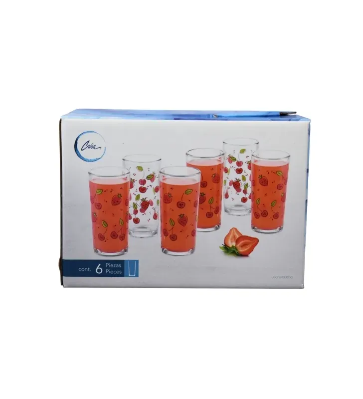 Juego de Vasos CRISA Cerezas y Fresas 6 Piezas 295 ml | 8360