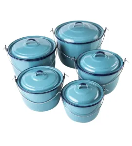 Juego de Ollas CINSA PACÍFICO 10 Piezas - Acero Vitrificado Azul Turquesa