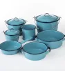 Batería de Cocina CINSA POPULAR 5 Piezas - Acero Vitrificado Azul Turquesa