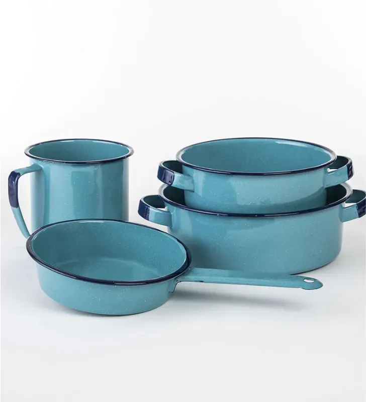 Batería de Cocina CINSA POPULAR 5 Piezas - Acero Vitrificado Azul Turquesa