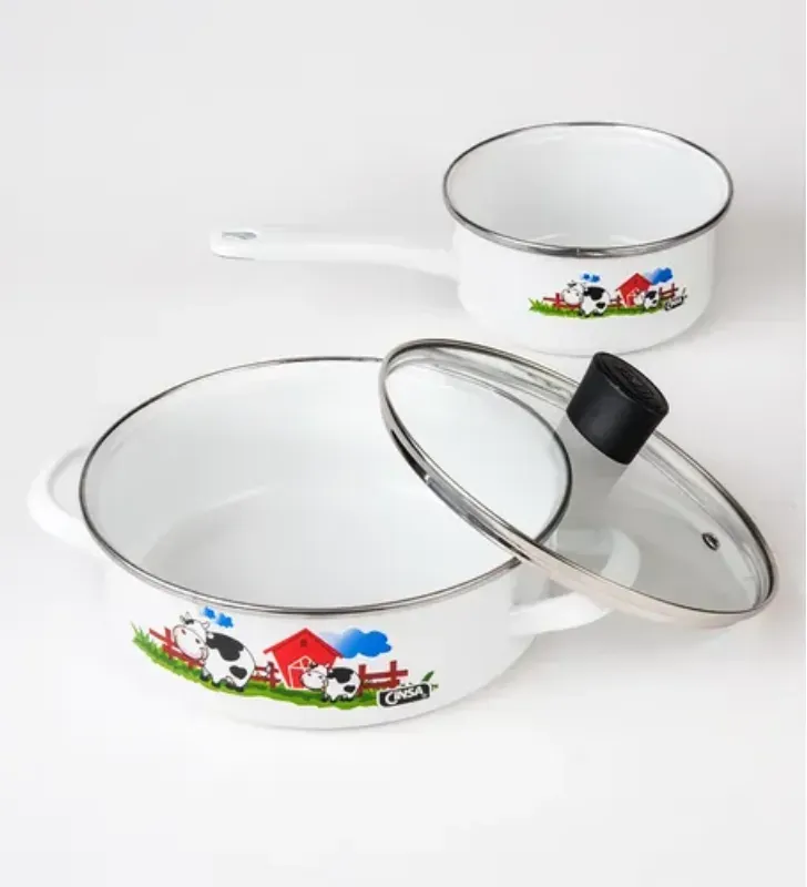 Batería de Cocina CINSA TERRANOVA 8 Piezas - Acero Vitrificado Vaquitas en Corral