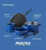 Batería de Cocina CINSA PRAKTICA 6 Piezas - Azul con Comal de Aluminio y Tapa de Vidrio