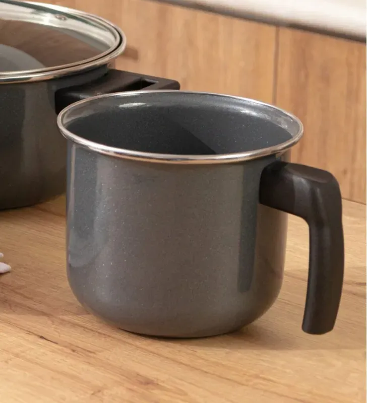 Hervidor Cinsa Duramax 14 cm Negro - Acero Vitrificado y Tapa de Vidrio