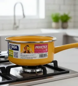 Cacerola Cinsa Praktica 14 cm 1 Lt Peltre Amarillo Mediterráneo