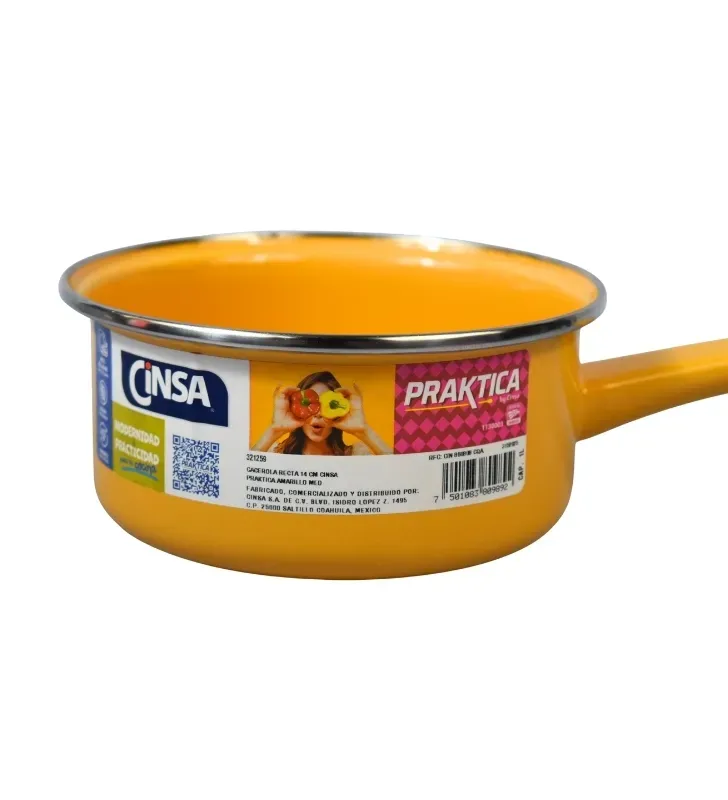 Cacerola Cinsa Praktica 14 cm 1 Lt Peltre Amarillo Mediterráneo