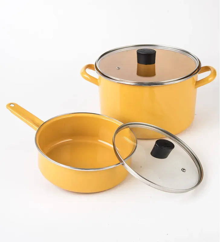 Batería Cinsa Praktica 12 Piezas Amarillo Mediterráneo - Peltre y Tapas Vidrio