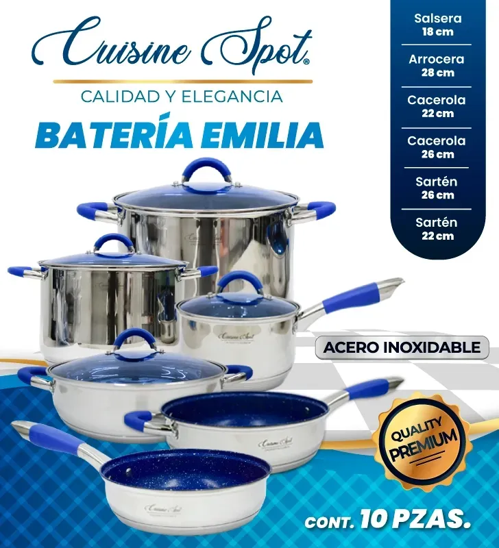 Batería de Cocina Emilia Cuisine Spot – Acero Inoxidable