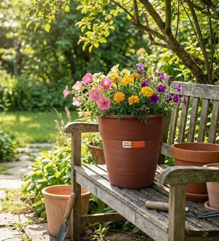 Maceta ARPLASA No. 3 Plástico Efecto Barro para Jardín