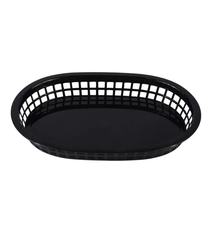 Canasta Fast Food Ovalada TRAVESSA 27x17.5cm Plástico Negro (121-002-005)