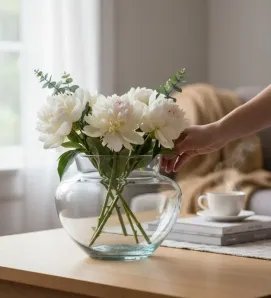 Florero de Vidrio NORTH GLASS Diseño Bombilla Globo - Centro de Mesa Moderno
