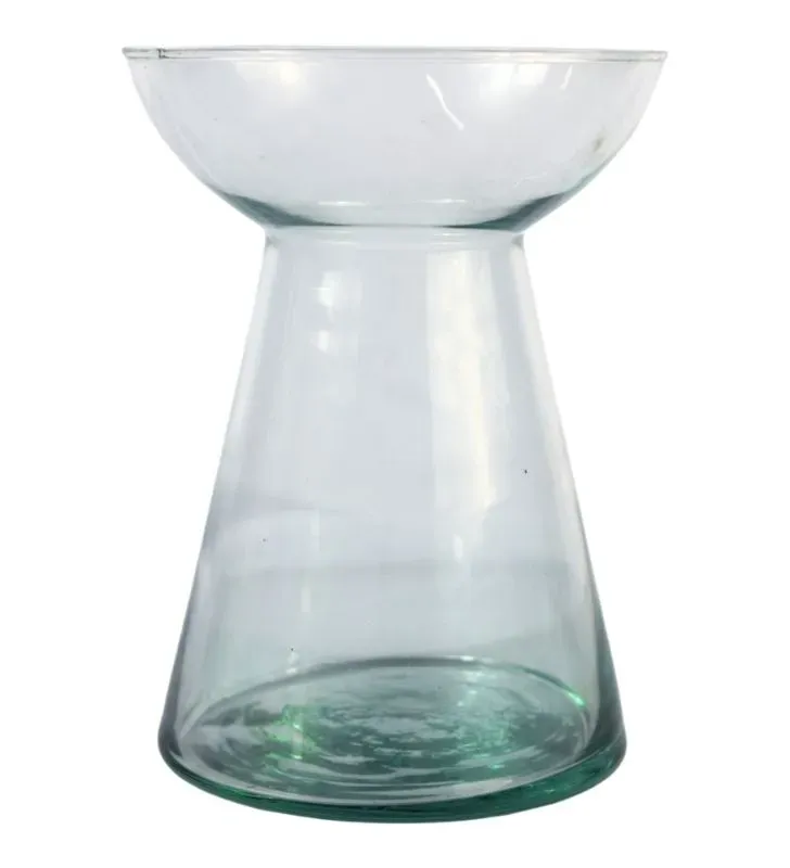 Florero Hongo Mediano Cristal NORTH GLASS - Jarrón Bajo y Ancho para Centros de Mesa