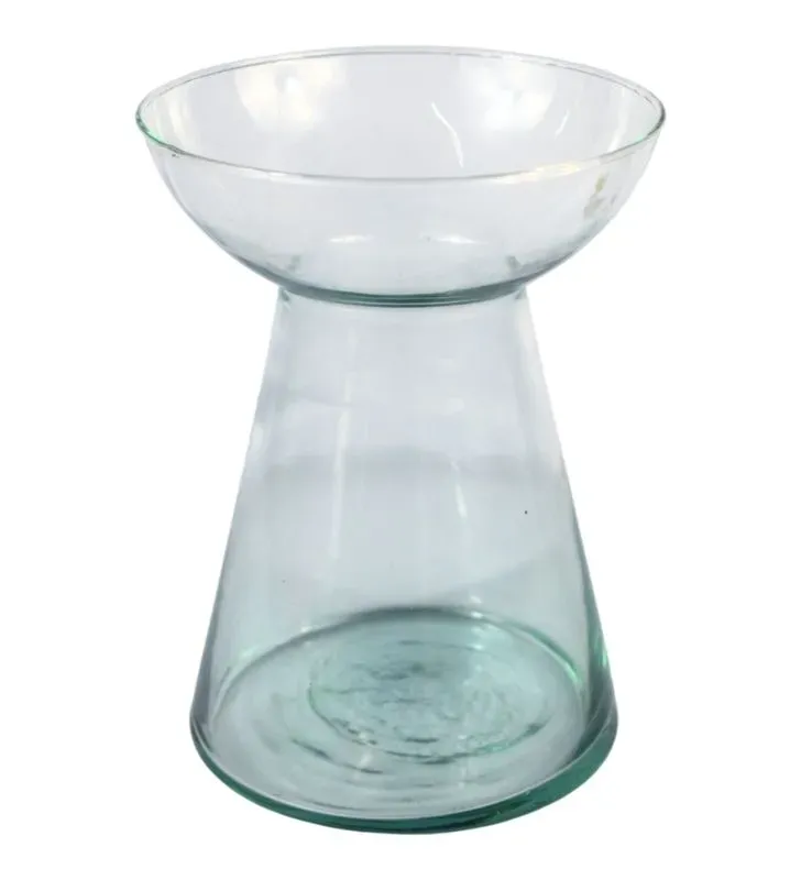 Florero Hongo Mediano Cristal NORTH GLASS - Jarrón Bajo y Ancho para Centros de Mesa