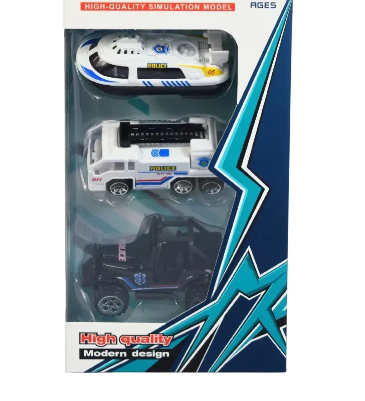 Set de Carritos de Policía CM-7450C – 3 Vehículos de simulación y Rescate