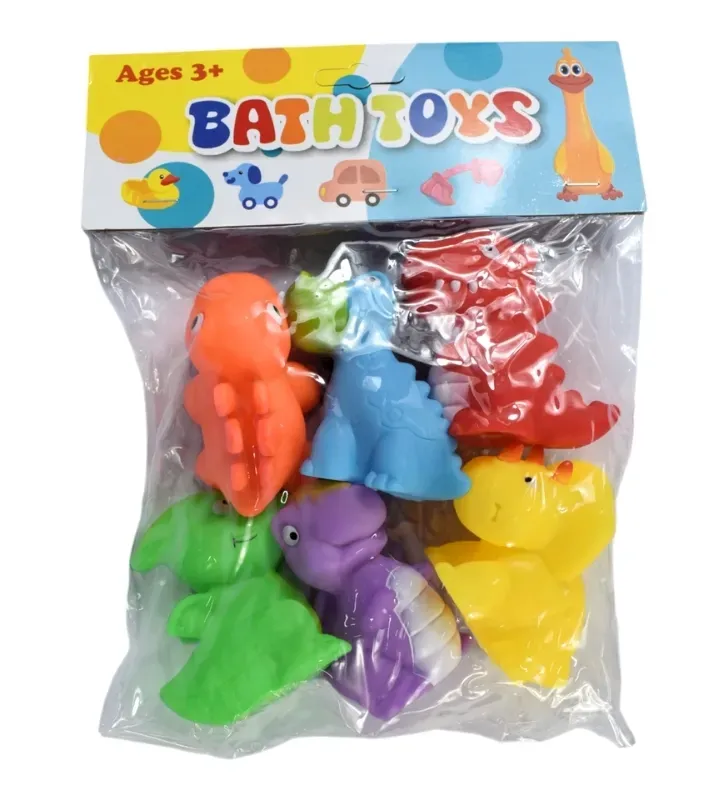 6 Juguetes de Baño Dinosaurio 8782Y – Figuras Flotantes Colores Vivos