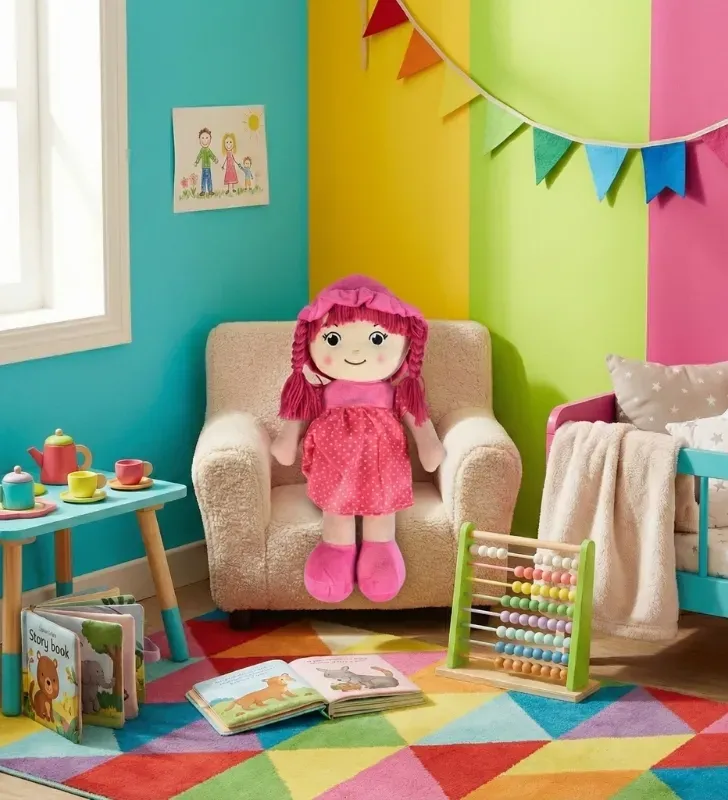 Muñeca de Trapo 9014Y – Peluche Suave con Vestido de Puntos