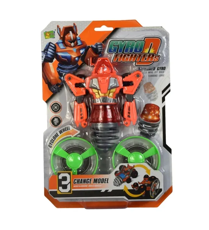 Juguete Transformable GYRO FIGHTERS 3 en 1 – Robot, Vehículo y Trompo