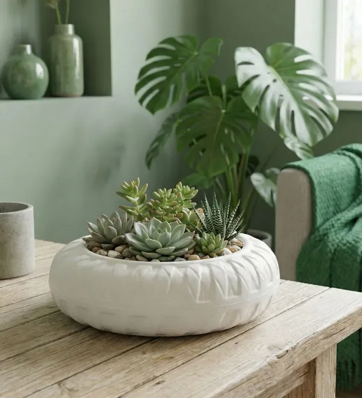 Base Florero Plana – Soporte Decorativo Blanco