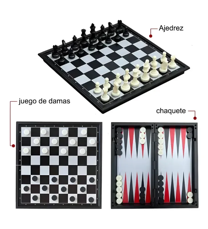 Juego Ajedrez 3 en 1 ZAZ 24679 – Backgammon y Damas