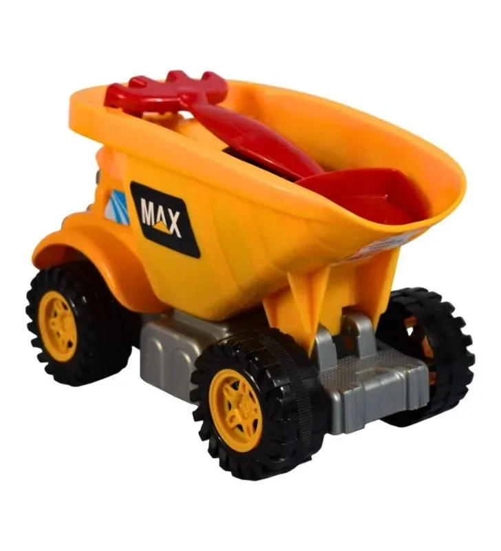 Camión Volteo MAX KIKI Juguetes Nacionales - Amarillo con Pala - Rastrillo