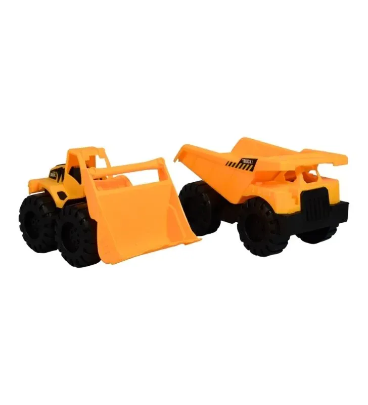 Set de 2 Camiones de Construcción 25187 - Volteo y Cargador Frontal Amarillos