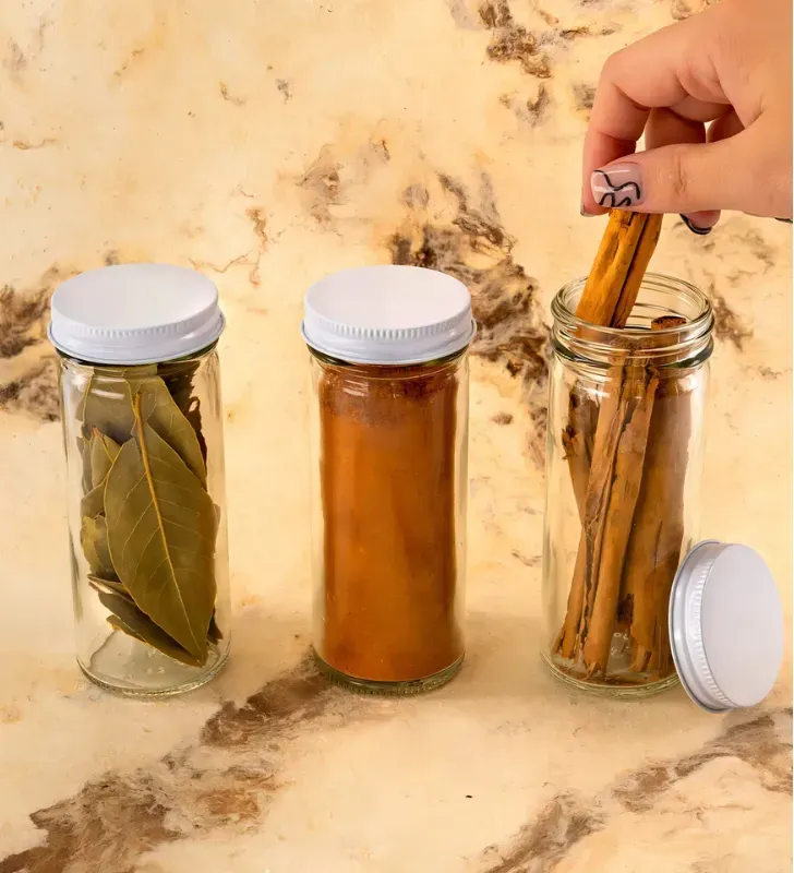 Tarro Cilíndrico 125 ml VITTORI 3409 - Frasco de Vidrio con Tapa Blanca