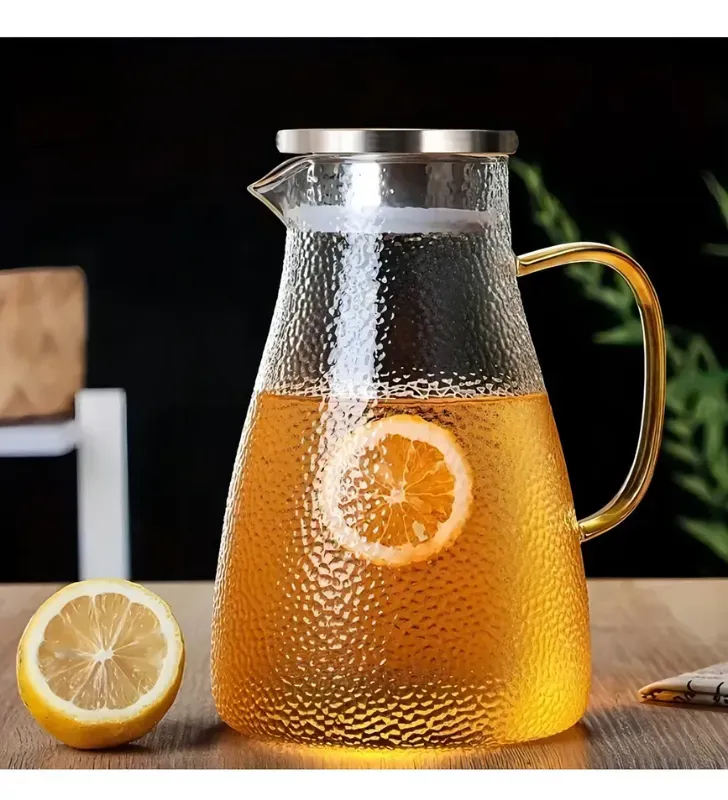Jarra de Vidrio de 1.8 Litros AV-6107B - Jarra con Asa para Agua y Jugos