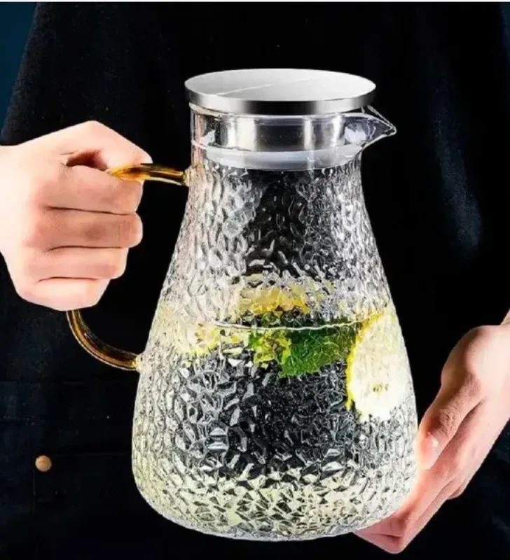 Jarra de Vidrio de 1.8 Litros AV-6107B - Jarra con Asa para Agua y Jugos