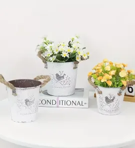 Cubo de Metal Decorativo Plastihome BD-3002-3 – Asas de Cuerda