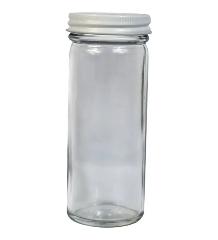 Tarro Cilíndrico 125 ml VITTORI 3409 - Frasco de Vidrio con Tapa Blanca