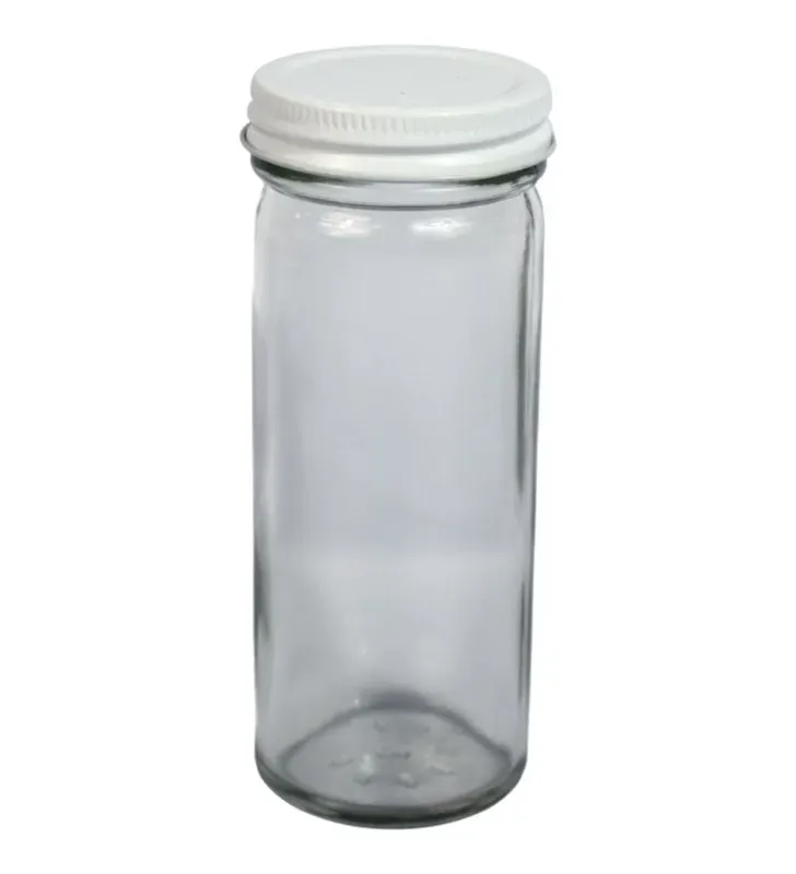 Tarro Cilíndrico 125 ml VITTORI 3409 - Frasco de Vidrio con Tapa Blanca