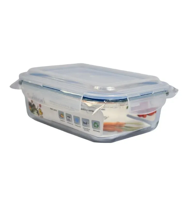 Hermético Rectangular de Vidrio VITTORI 1000 ml - Contenedor Antiderrames 3012A