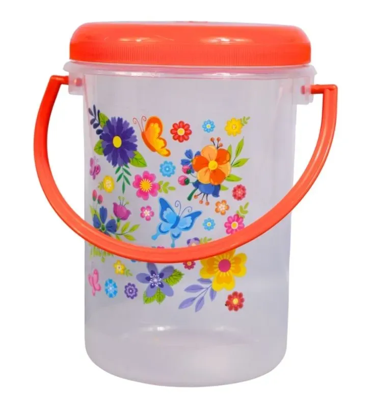 Cubeta Twister 1000ml de Plástico Decorado - Cubeta con Flores y Mariposas