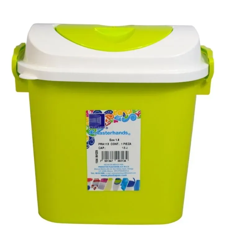 Bote de Basura ECO 1.8 Litros PLASTIAPAN PRA113 - Mini-Cubo de Plástico
