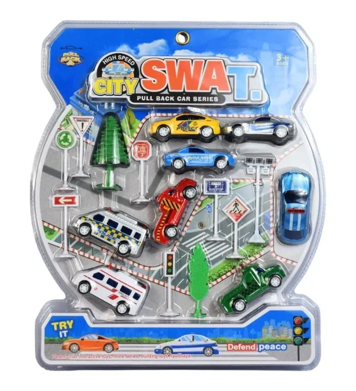 Set de Vehículos Policía - Autos de plástico de Fricción