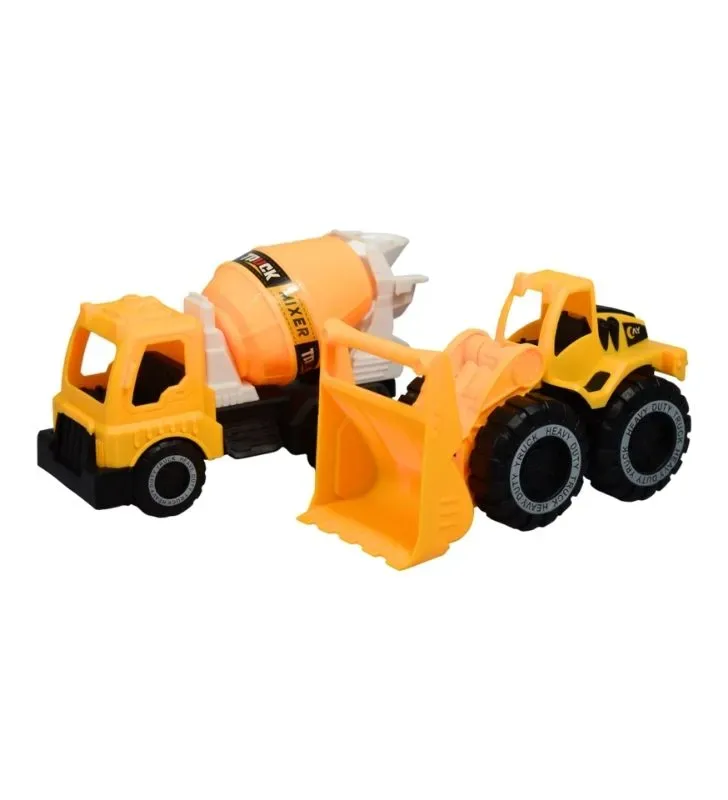Set 2 Vehículos Construcción Plastihome CM-7538B – Mezclador y Cargadora