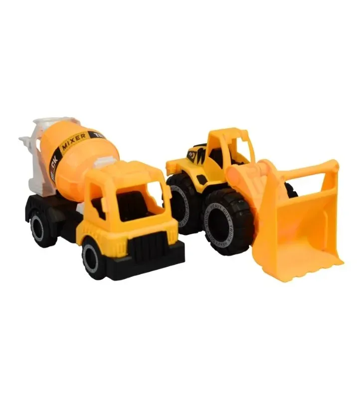 Set 2 Vehículos Construcción Plastihome CM-7538B – Mezclador y Cargadora