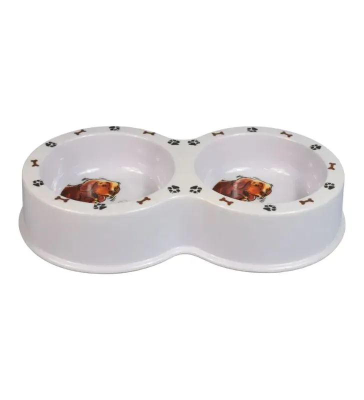 Comedero Doble de Melamina Plastihome AZ-9861 – Tazón para Perro