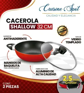 Cacerola color rojo Cuisine Spot AHU-CY2410 – 32 cm Antiadherente