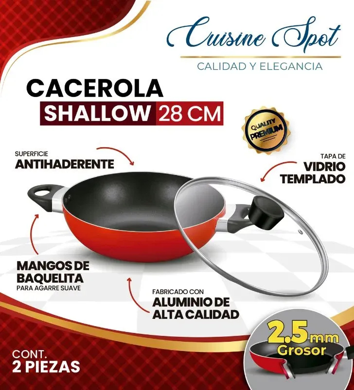 Cacerola Antiadherente Cuisine Spot AHU-CY2409 – 28 cm