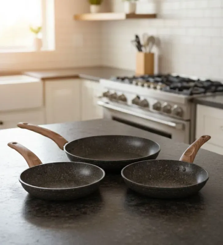 Juego de 3 Sartenes Cuisine Spot AHU-CY2407 Gris – Antiadherentes