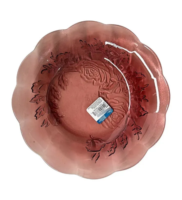 Plato Hondo Crisa 0826 Rosas Uva – 19.7 cm Vidrio