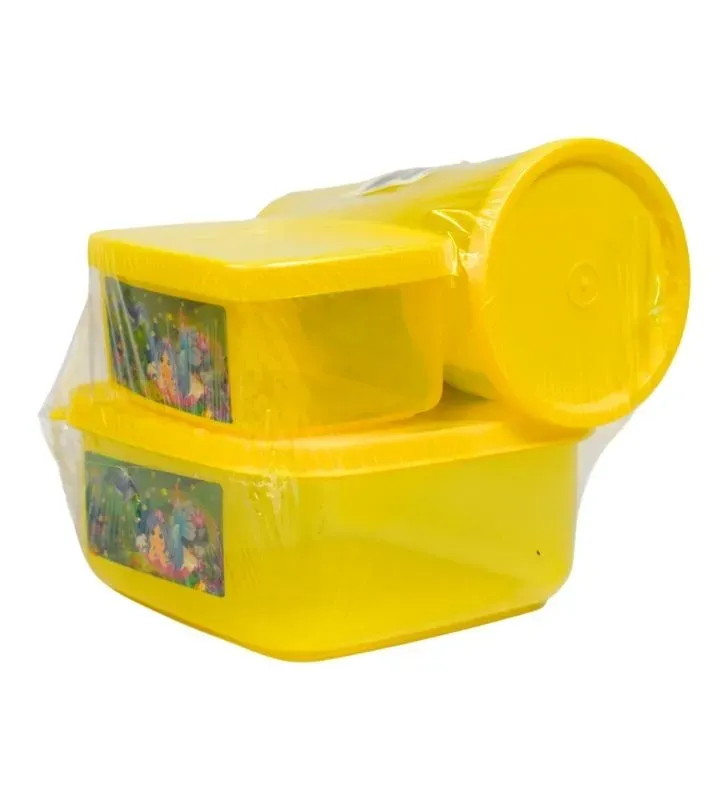 Set 3 Piezas Plástico: Hermet 500ml/200ml y Vaso 320ml.