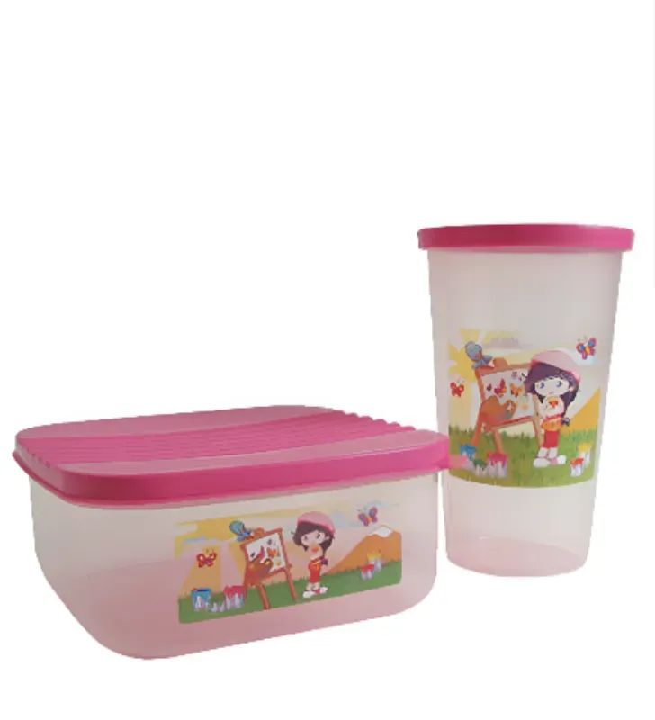 Kit Escolar Plastiapan PIC004 – Tupper y Vaso con Tapa (Rojo, Morado, Azul, Amarillo)