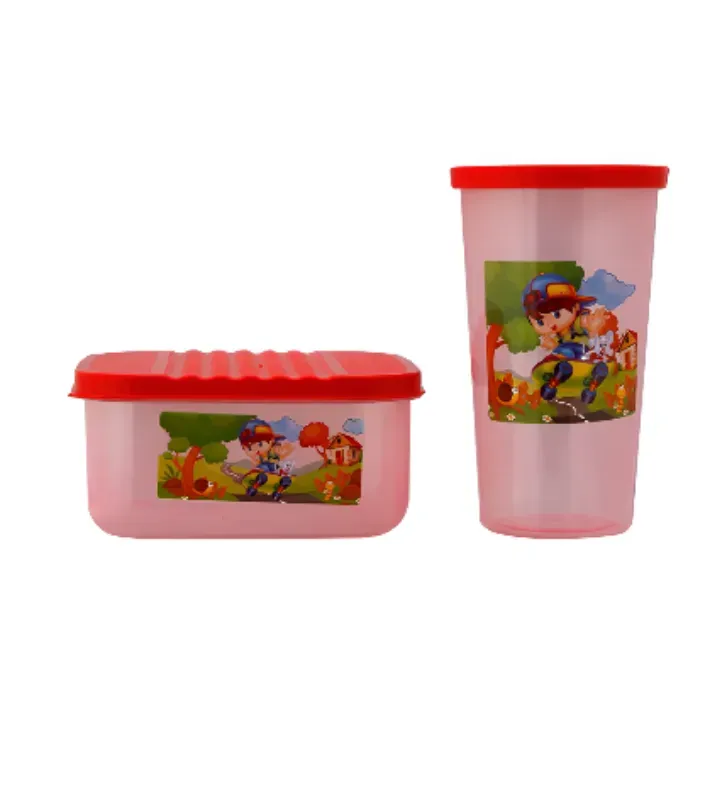 Kit Escolar Plastiapan PIC004 – Tupper y Vaso con Tapa (Rojo, Morado, Azul, Amarillo)