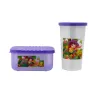Kit Escolar Plastiapan PIC004 – Tupper y Vaso con Tapa (Rojo, Morado, Azul, Amarillo)