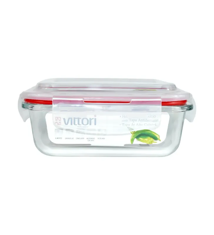 Hermético Rectangular Vittori 370 ml | Tapa Antiderrame