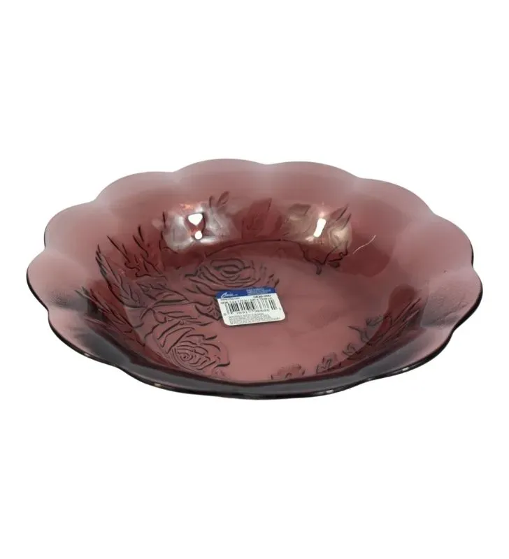 Plato Hondo Crisa 0826 Rosas Uva – 19.7 cm Vidrio